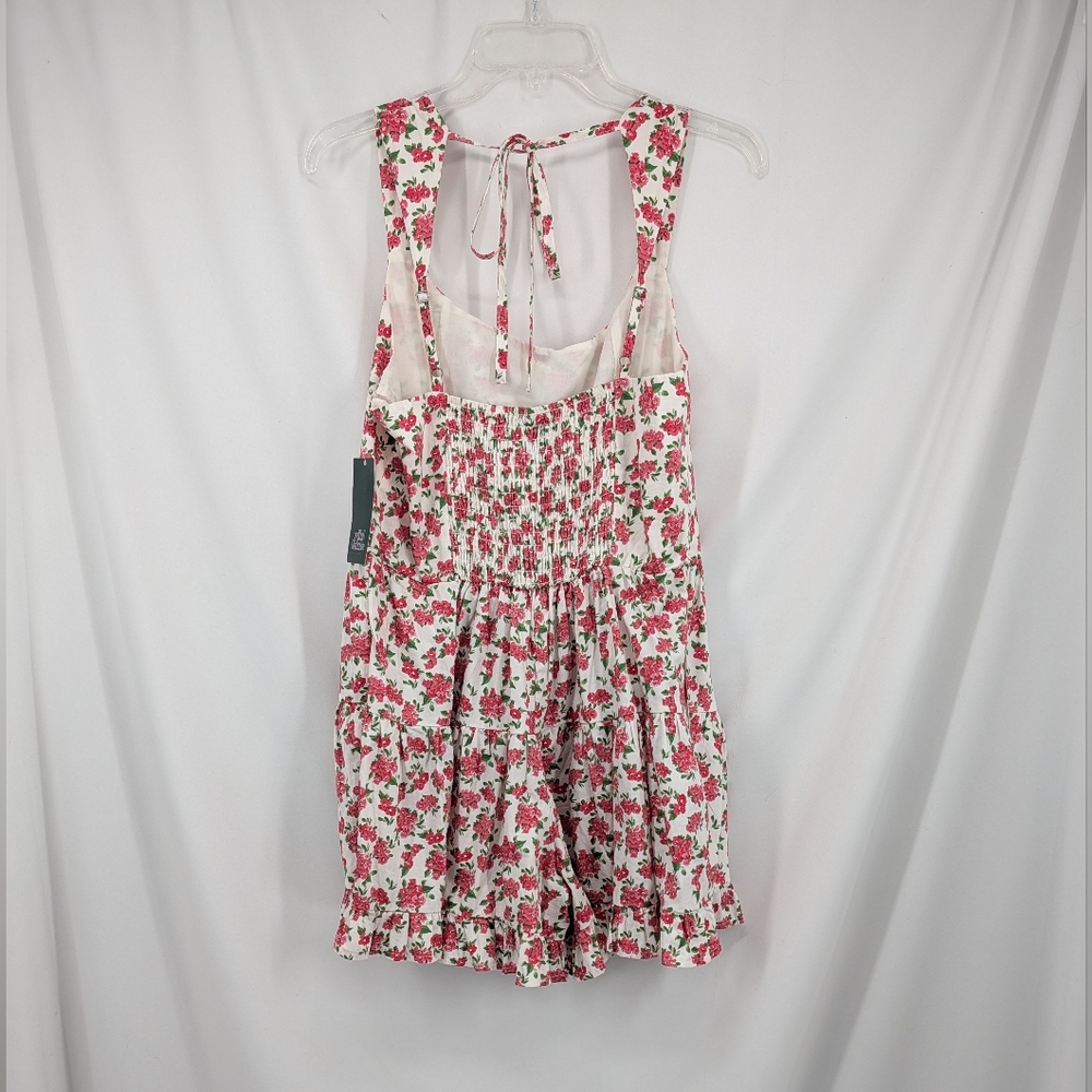 NWT Wild Fable Floral Flouncy Sleeveless Basque Waste Smocked Back Romper Medium - Picture 2 of 9